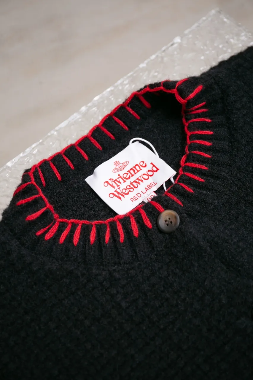 vivienne west wood Queen Mother West 25 Saturn red label limited classic scarf wool knitted short cardigan sweater S M L